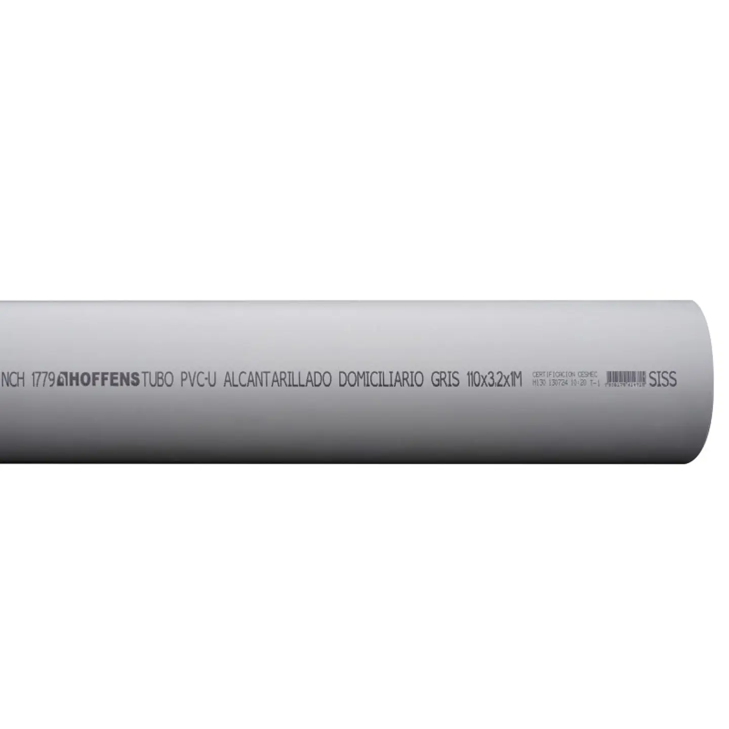 Tubo PVC-U Alcantarillado Gris 75 mm x 3 mts Nch 1779:2017 Hoffens 3