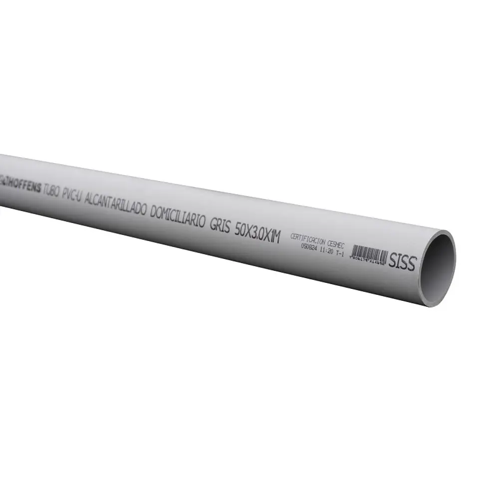 Tubo PVC-U Alcantarillado Gris 40 mm x 1 mts Nch 1779:2017 Hoffens 2
