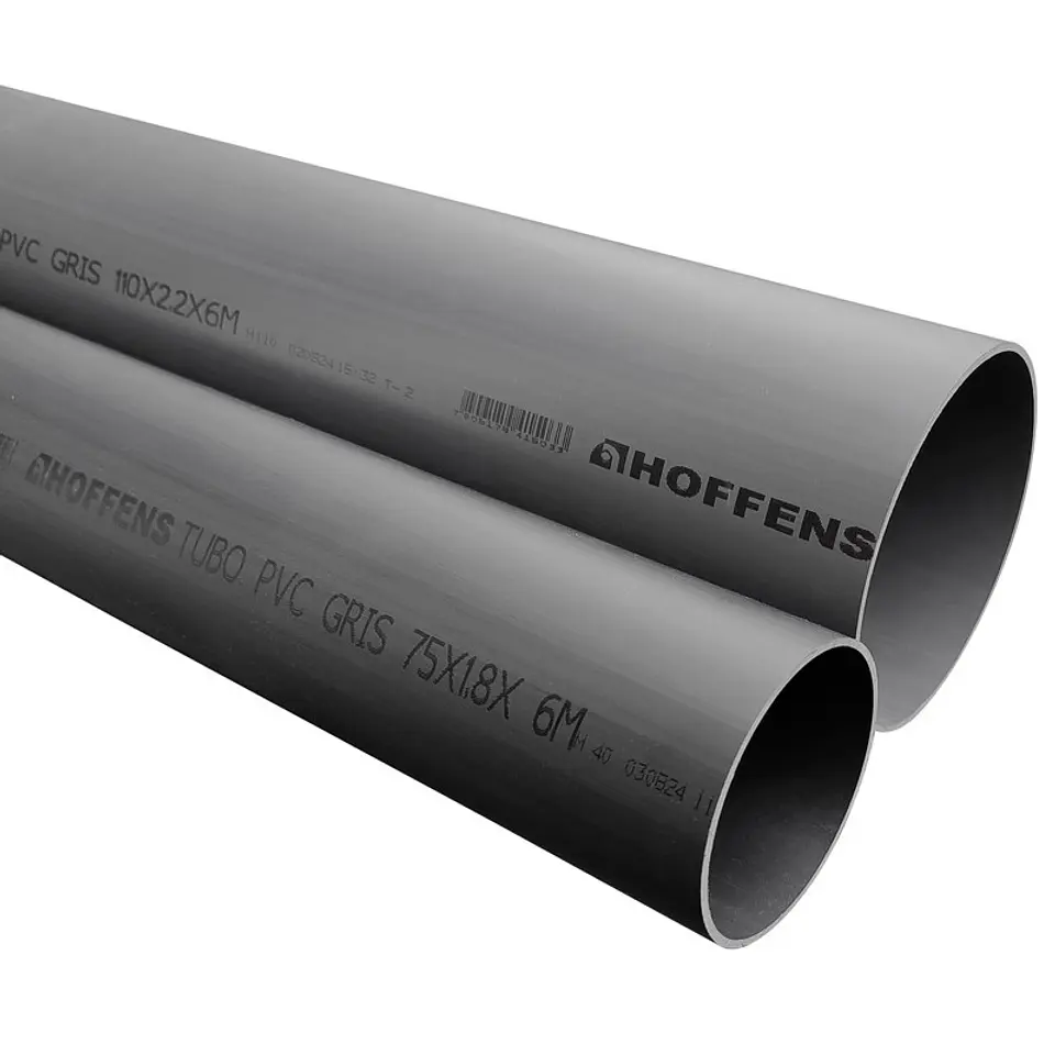 Tubo PVC Gris Oscuro 75 mm x 3 mts NO Certificado Hoffens 1