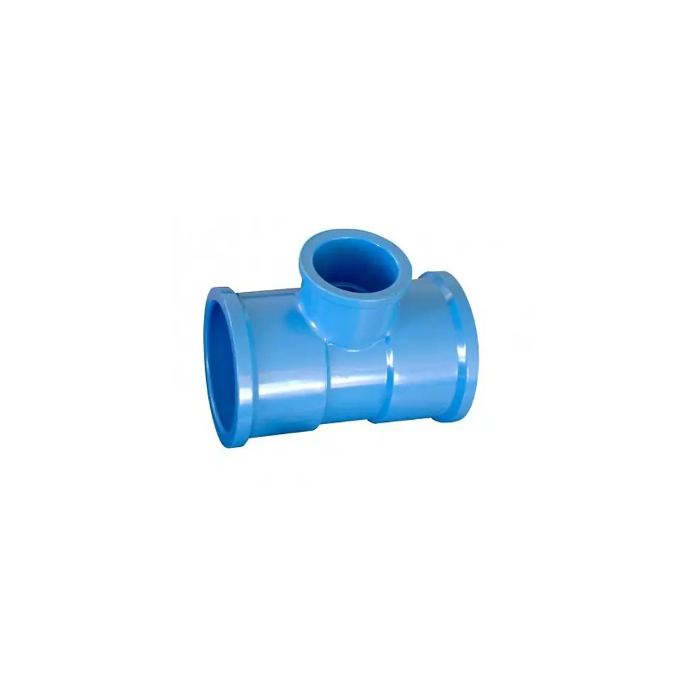 Tee Reducción PVC Presión Reduccion 50 x 25 PN-12,5 Azul Liso Hoffens 1