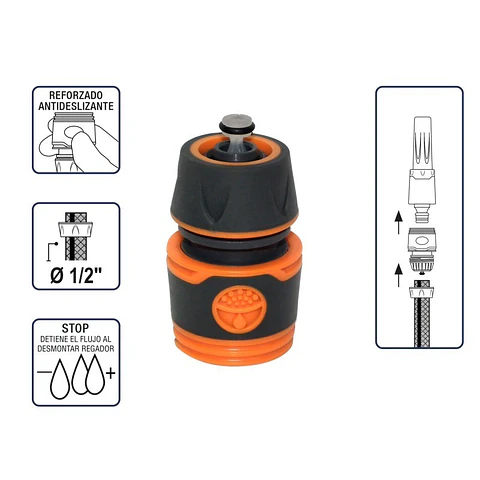 Conector Rapido con Stop 1/2 " Premium Granel Hoffens