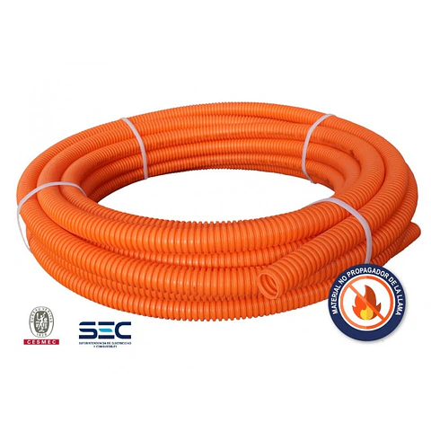 Tubo PVC Corrugado Conduit 16 mm. x 25 mts. Hoffens
