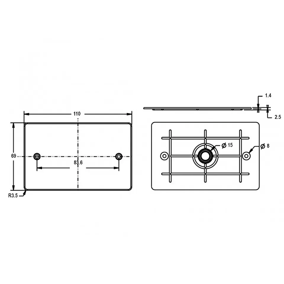 Tapa Caja Ciega PVC Blanca 116 x 74 mm C/tornillos Hoffens 2
