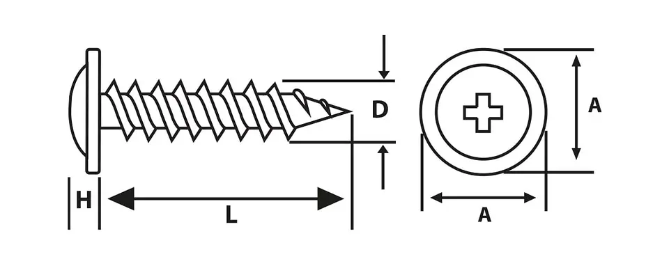Tornillo Cabeza Lenteja con Golilla Punta Fina #8 x 1