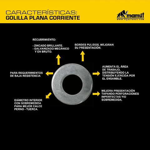 Golilla Plana Corriente 3/8" Mamut · Caja de 100 un.
