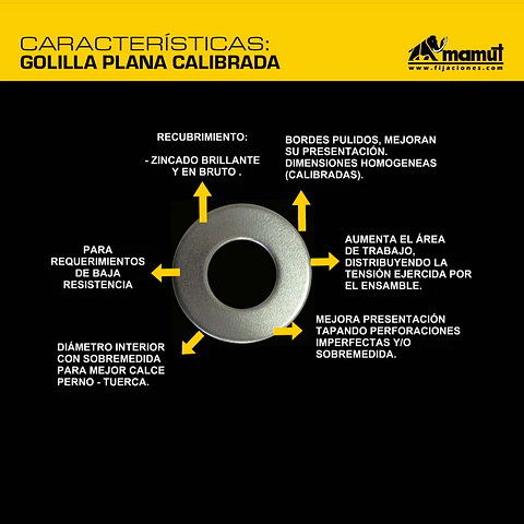 Golilla Plana Calibrada 5/16" Mamut · Caja de 100 un.