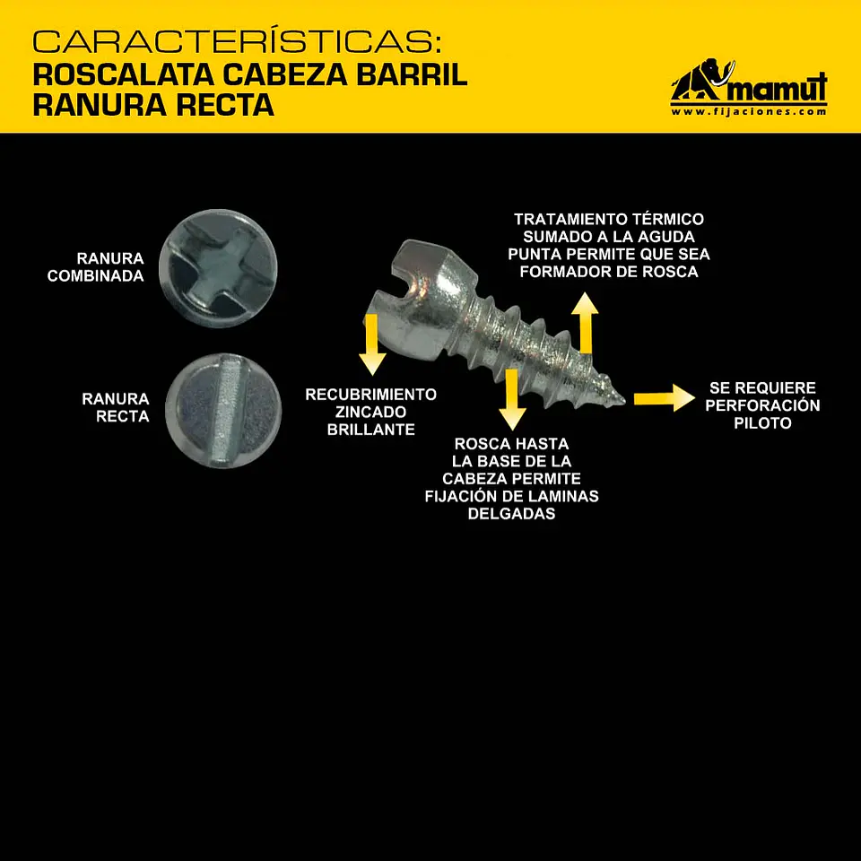 Roscalata Cabeza Barril Ranura Phillips #8 x 3/8