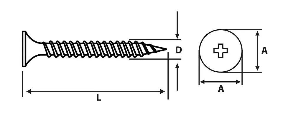 Tornillo Volcanita Rosca Metal #6-18 x 1 5/8