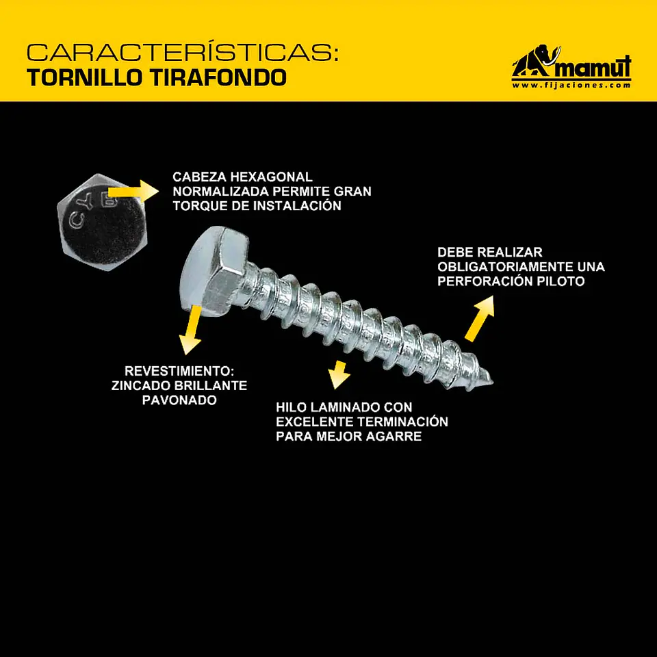 Tornillo Tirafondo 1/4-10 x 1 1/2