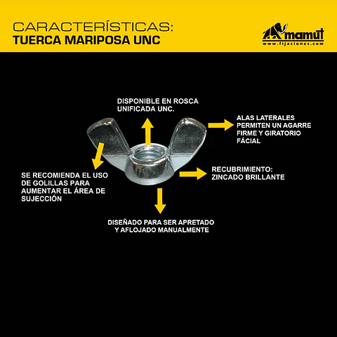 Tuerca Mariposa Unc 1/4-20 Mamut · Caja de 100 un.