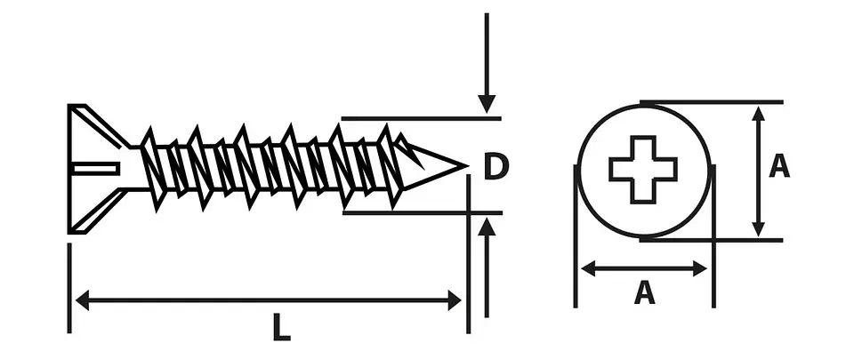 Tornillo Avellanante para Fibrocemento Punta Fina Hi-lo #7(3.9mm) x 1 1/4