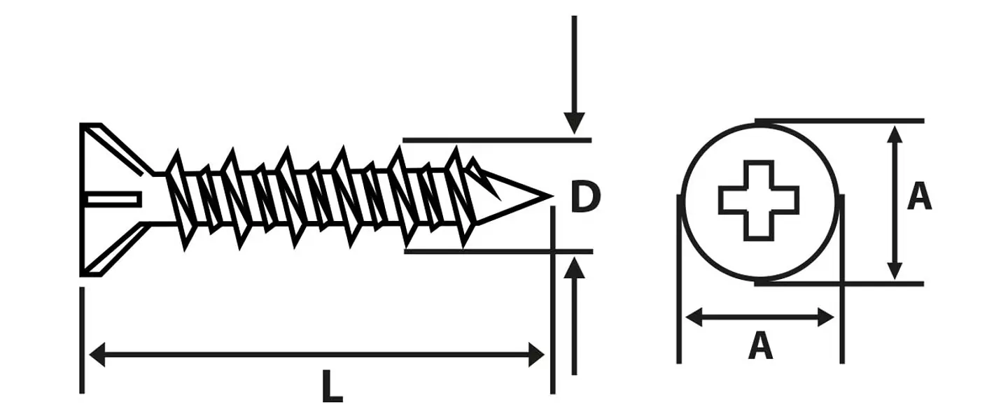 Tornillo Avellanante para Fibrocemento Punta Fina Hi-lo #7(3.9mm) x 1 5/8