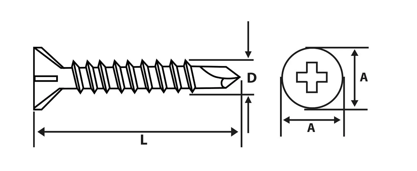 Tornillo Avellanante para Fibrocemento Punta Broca #6 x 1 1/4