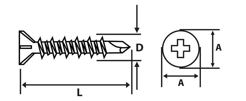 Tornillo Avellanante para Fibrocemento Punta Broca Hi-lo #7(3.9mm) x 1 5/8