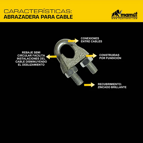 Abrazadera para Cable 3/8" Mamut · Caja de 10 un.