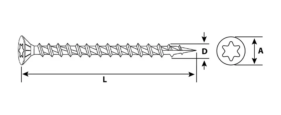 Tornillo Turbo Screw Torx #10[5.0] x 70/60 Mamut · Caja de 100 un. 3