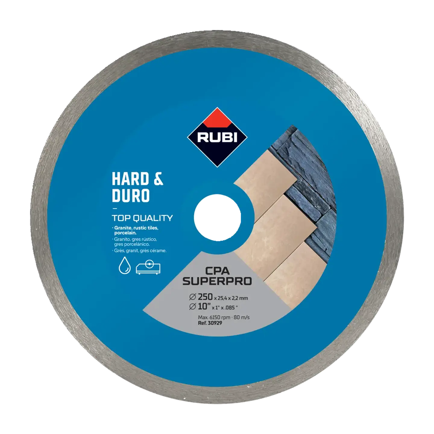 Disco Diamantado Continuo CPA 250 mm Superpro Piedra y Materiales Duros · Rubi 1