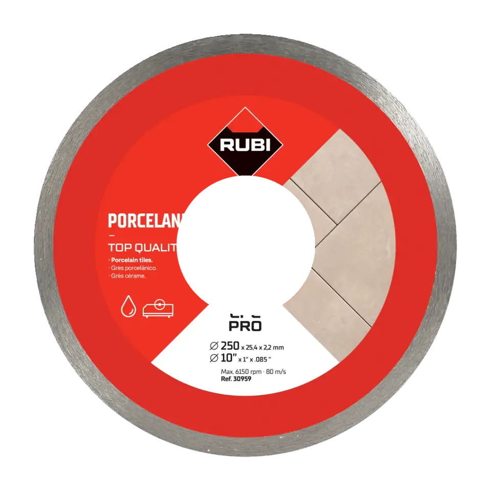 Disco Diamantado Continuo CPC 250 mm Pro para Porcelanato · Rubi 1