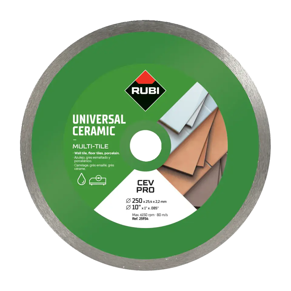 Disco Diamantado Continuo CEV 250 mm Pro para Cerámica · Rubi 1