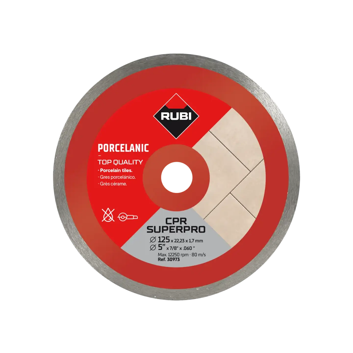 Disco Diamantado Continuo CPR 125 mm Superpro para Porcelanato Corte en Seco · Rubi 1