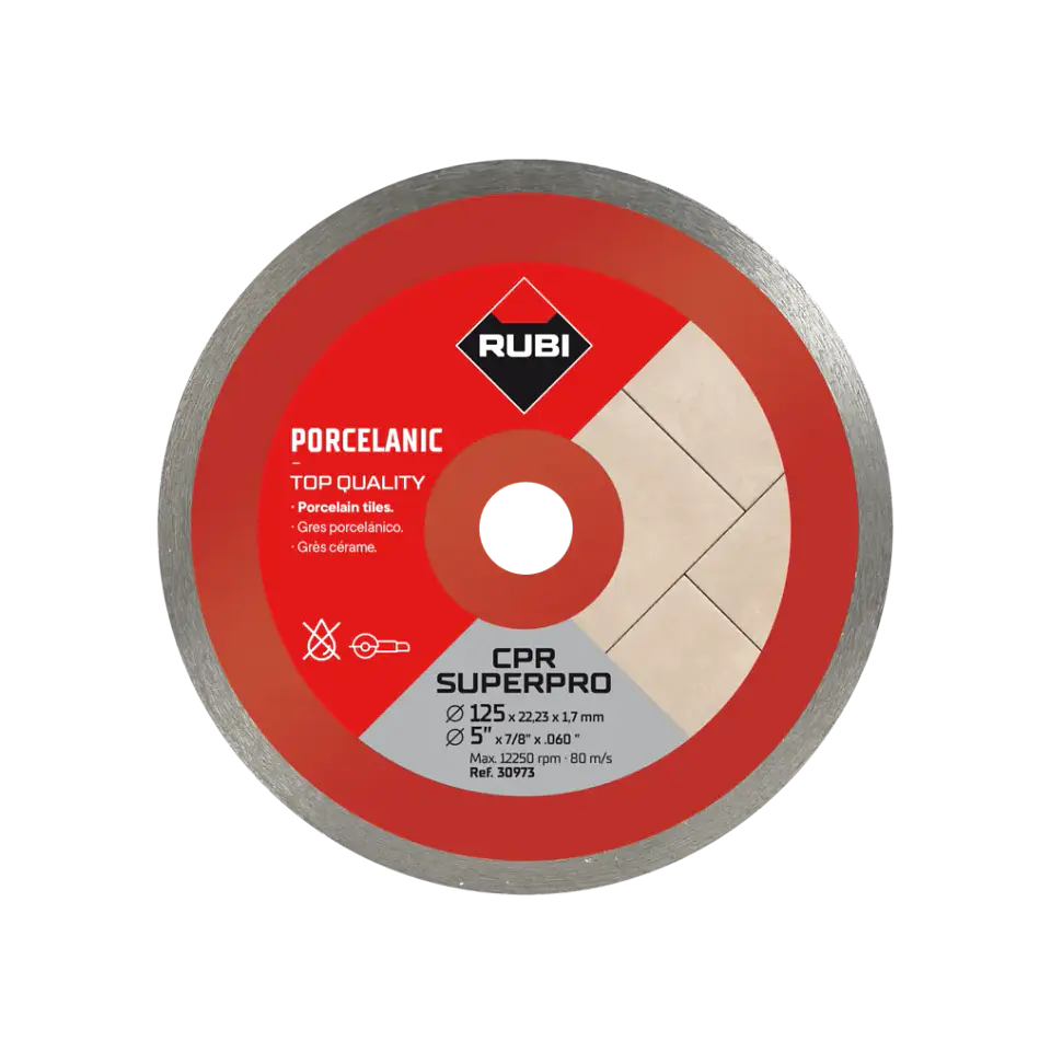 Disco Diamantado Continuo CPR 125 mm Superpro para Porcelanato Corte en Seco · Rubi 1