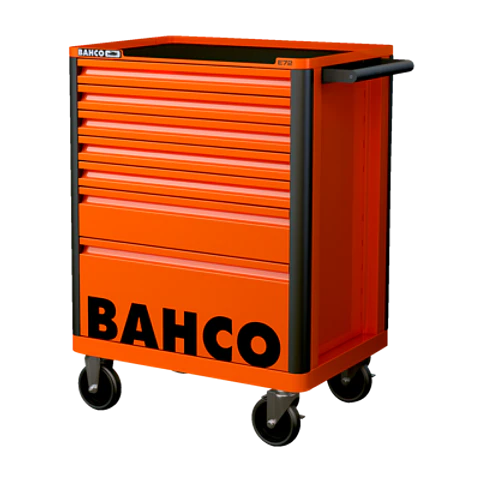 Carro HUB de almacenamiento E72 naranja de 26" con siete cajones de 693 mm x 510 mm x 955 mm Bahco 1472K7