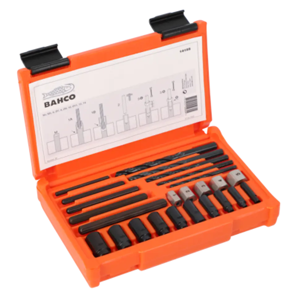 Juego de extractores de espárrago para tornillos y pernos rotos, M5-M16 Bahco 1418S 1