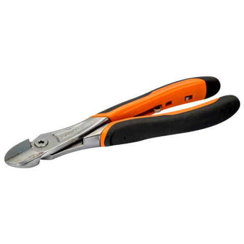 Alicates de corte diagonal ERGO™ para industria pesada, con mango bi-componente de apertura automática y acabado cromado (180 mm, embalaje