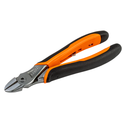 Alicates de corte diagonal ERGO™ con mango bi-componente de apertura automática y acabado cromado niquelado (140 mm, embalaje industrial)