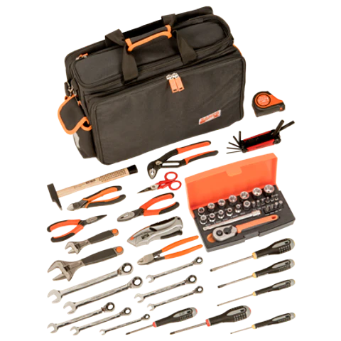 Composición de herramientas para ingeniería con bolsa portaherramientas textil: 51 piezas Bahco 4750FB4-18TS001