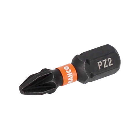 Puntas de impacto de torsión de 1/4" para tornillos de cabeza Pozidriv PZ2 de 25 mm - 10 unidades/envase blíster Bahco 66IM/PZ2-10P