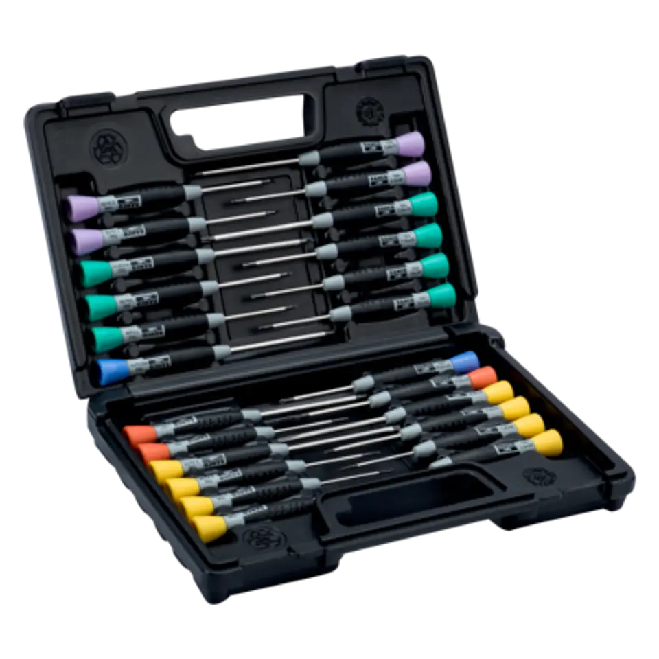 Juego de 24 destornilladores de precisión para ranurados, Phillips, Pozidriv, TORX y hexagonales Bahco 706-5 1