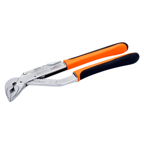 Tenazas articuladas deslizantes ERGO™ con mangos bi-componente y acabado cromado de 250 mm Bahco 8224CIP