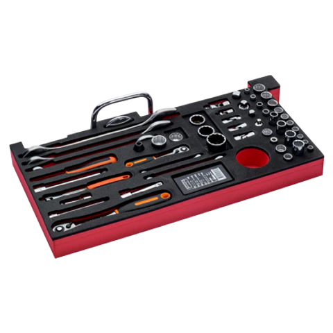 Composición en pulgadas en bandeja de foam para nuestras cajas metálicas de las series 1483K y 1483KHD (79 piezas) Bahco FF3A01