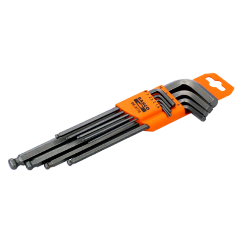 Juego de 9 llaves tipo allen hexagonales con bola serie larga métrica con acabado fosfatado, 1,5 mm-10 mm Bahco BE-9770