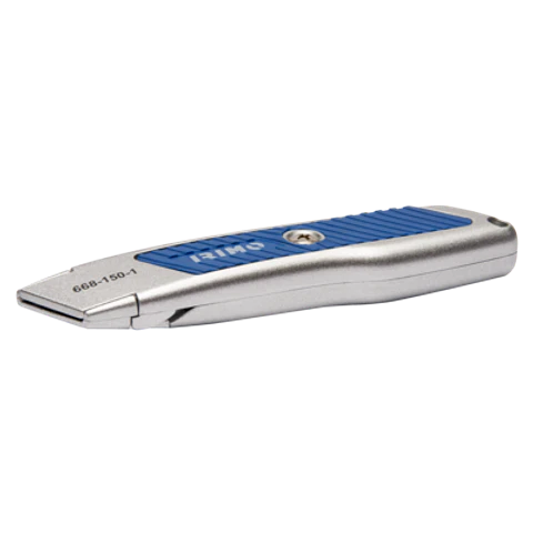 Cúter con sistema de seguridad, hoja trapedoizal y cuerpo zincado Irimo 668-150-1