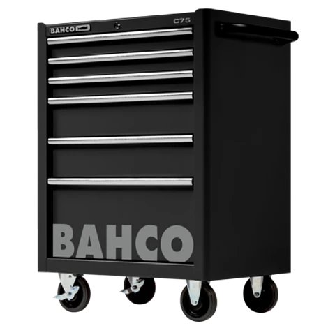 Carro C75 clásico negro con 6 cajones de 986 mm x 501 mm x 763 mm Bahco 1475K6BLACK