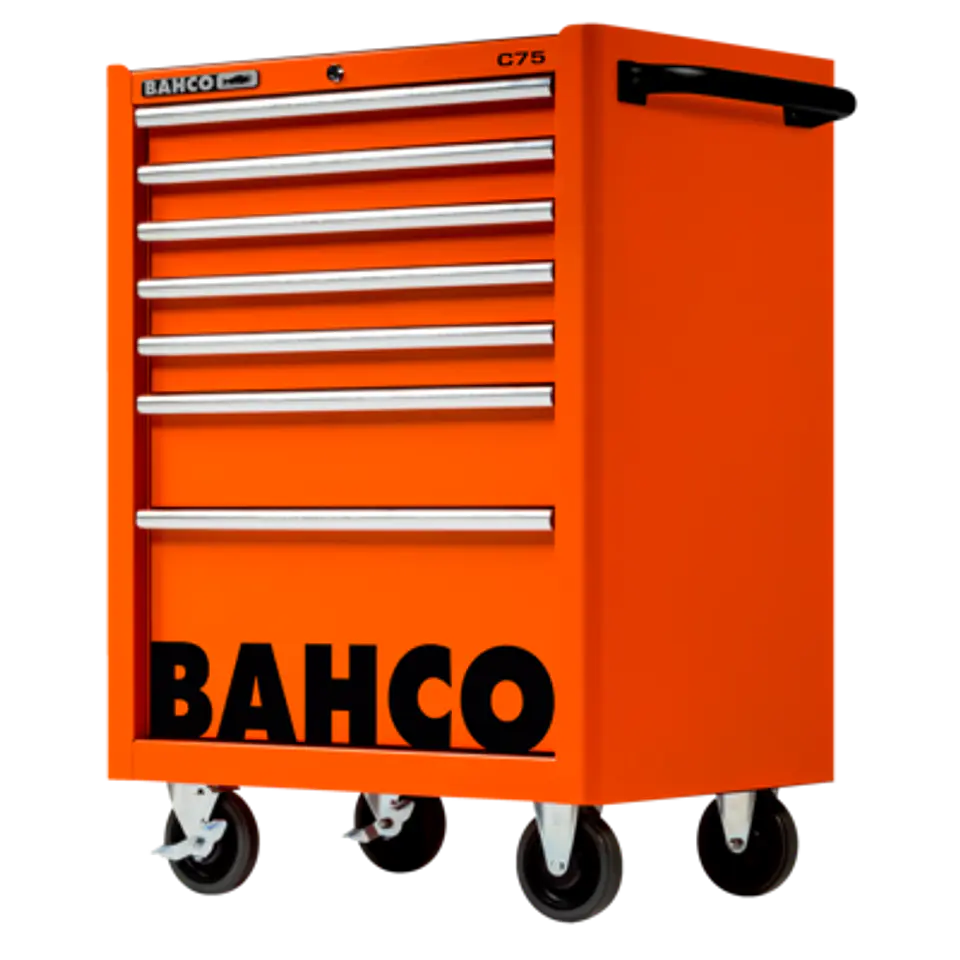 Carro C75 clásico naranja con 7 cajones de 986 mm x 501 mm x 763 mm Bahco 1475K7 1