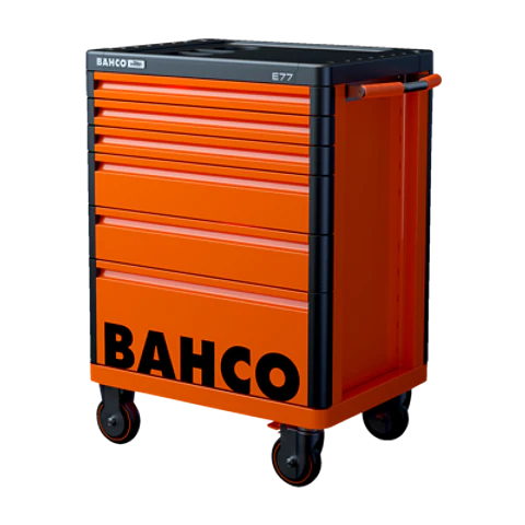 Carro HUB de almacenamiento E77 premium naranja de 26" con seis cajones de 693 mm x 510 mm x 965 mm Bahco 1477K6