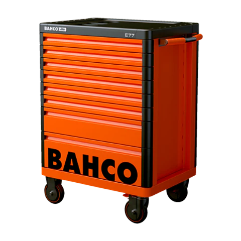 Carro HUB de almacenamiento E77 premium naranja de 26" con ocho cajones de 693 mm x 510 mm x 965 mm Bahco 1477K8