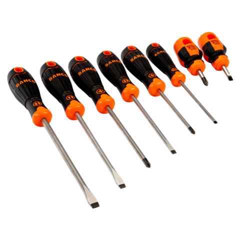 Juego de destornilladores ranurados/Phillips BahcoFit con mango de goma (8 piezas) Bahco B219.008