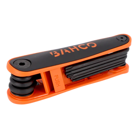 Juego de 8 llaves hexagonales TORX® fosfatadas en navaja con mango suave Bahco BE-8975B