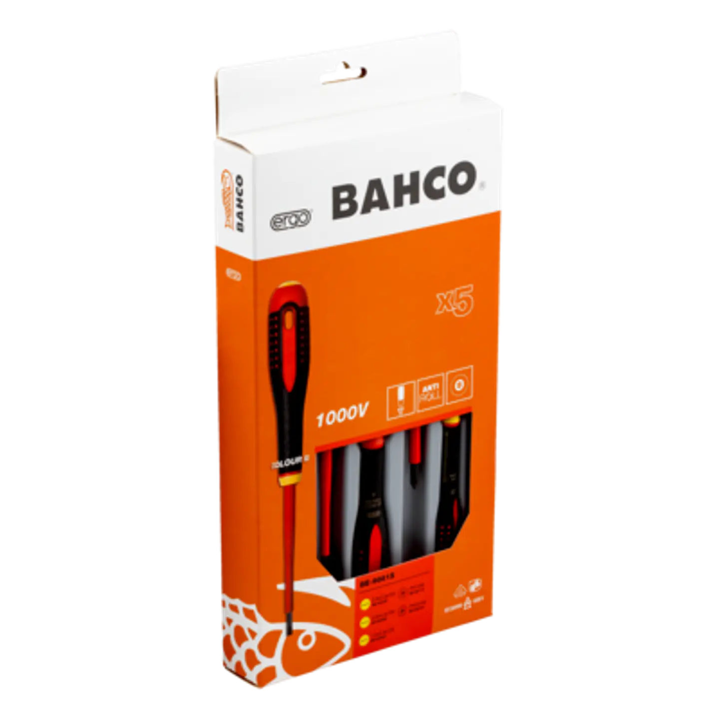 Juego de destornilladores ranurados y Phillips aislados VDE ERGO™ con mango de tres componentes, 5 unidades Bahco BE-9881S 1