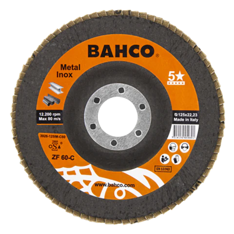 Discos abrasivos de láminas cónicas para inox. y metal 125 x P60 x 22.23mm Bahco 3926-125IM-C60