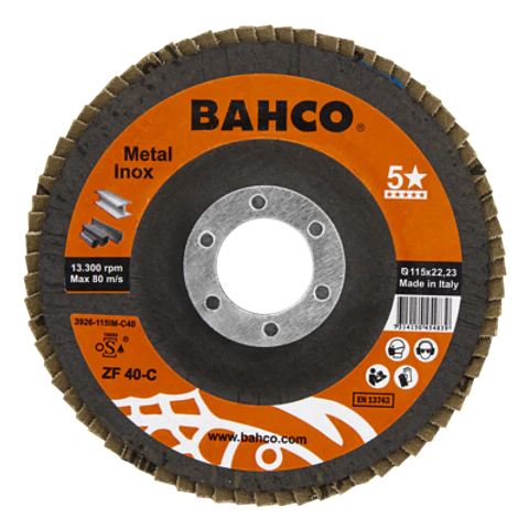 Discos abrasivos de láminas cónicas para inox. y metal 125 x P80 x 22.23mm Bahco 3926-125IM-C80