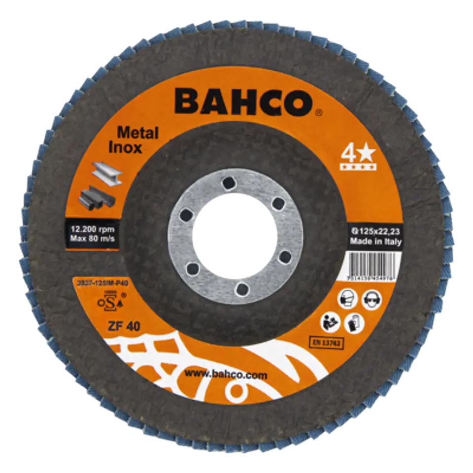 Discos abrasivos de láminas para inox. y metal 125 x P40 x 22.23mm Bahco 3927-125IM-P40 1