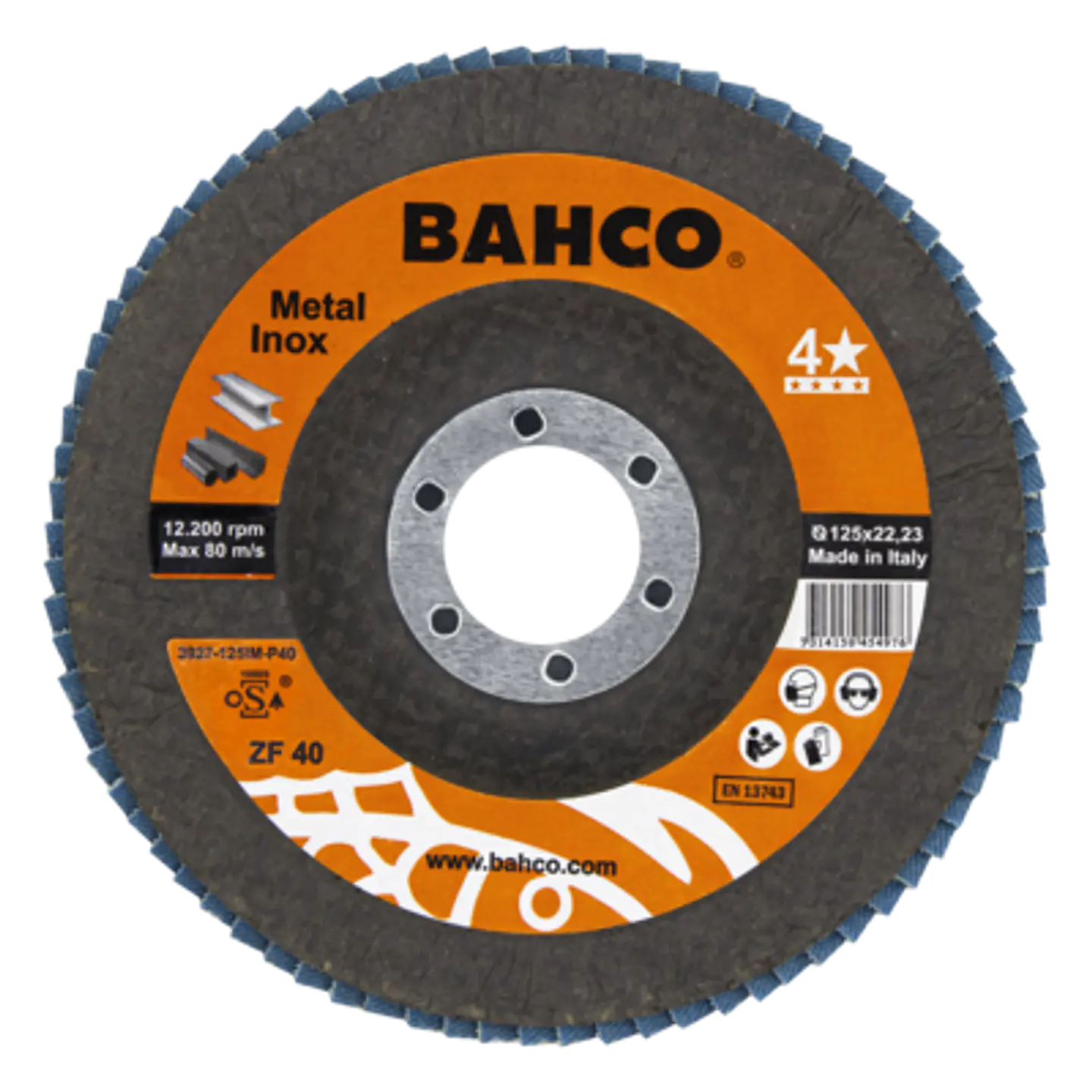 Discos abrasivos de láminas para inox. y metal 125 x P60 x 22.23mm Bahco 3927-125IM-P60 1