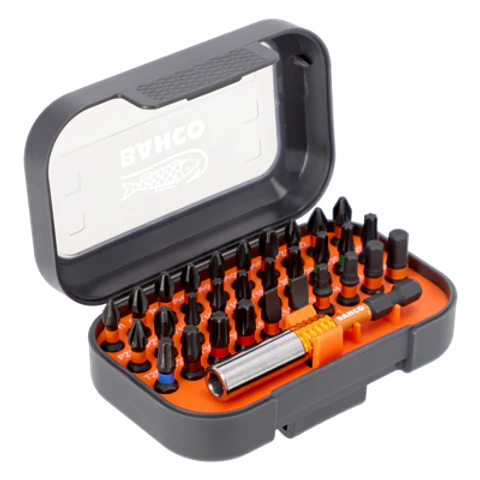 Juego de puntas de torsión de impacto de 1/4" para tornillos ranurados/ Phillips/Pozidriv/TORX®/Hex - 31 piezas Bahco 66IM/31C-1