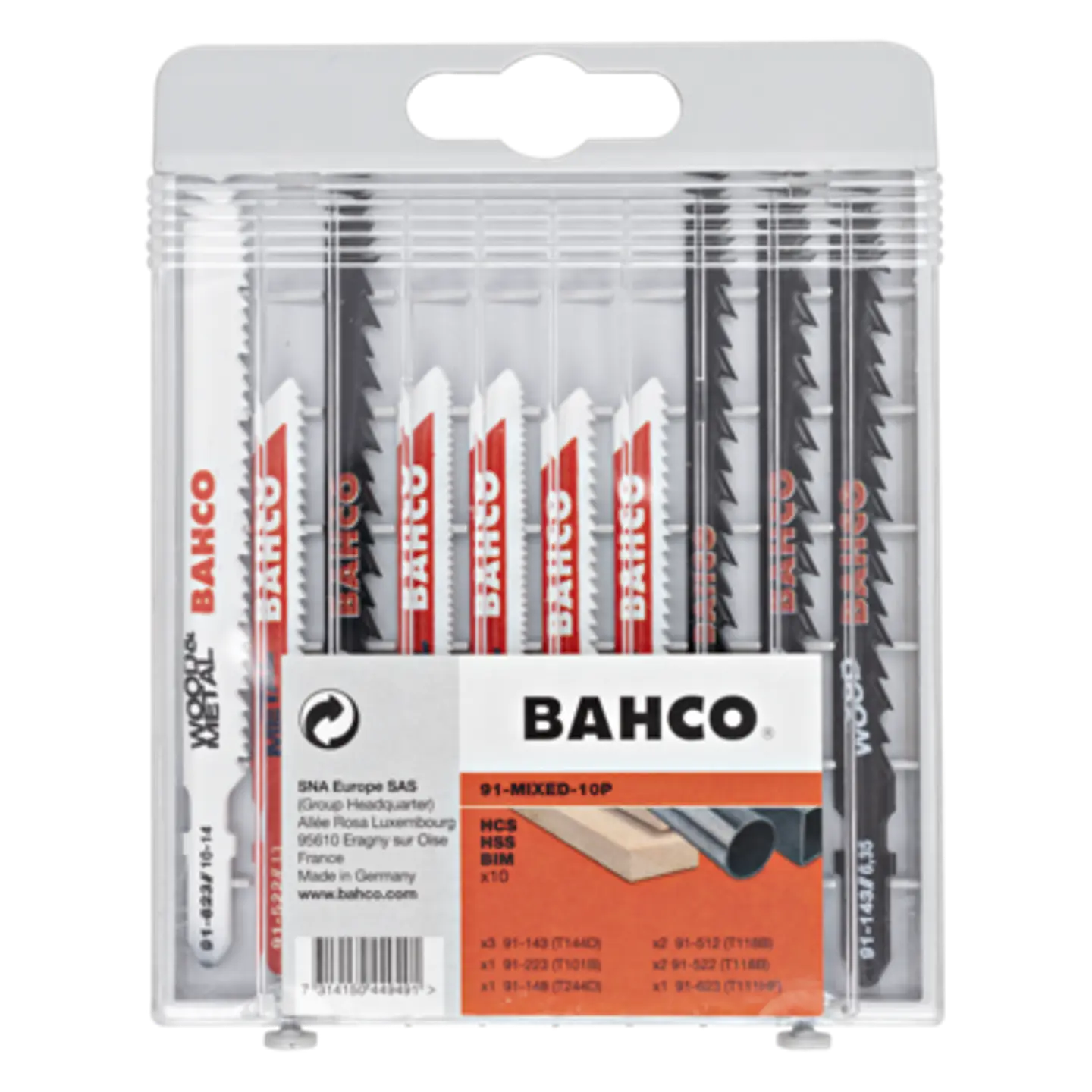 Juego de hojas de sable para madera y metal, 10 piezas Bahco 91-MIXED-10P 1