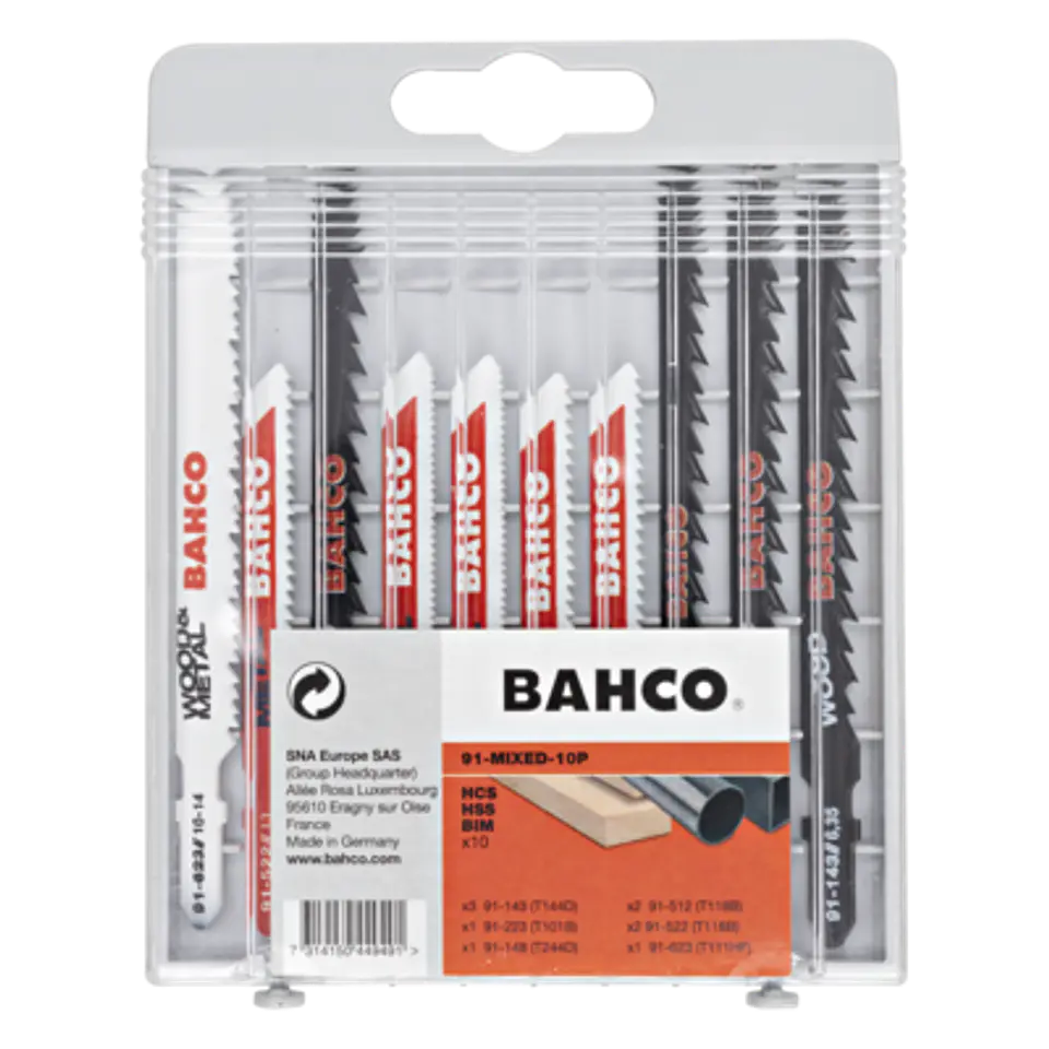 Juego de hojas de sable para madera y metal, 10 piezas Bahco 91-MIXED-10P 1